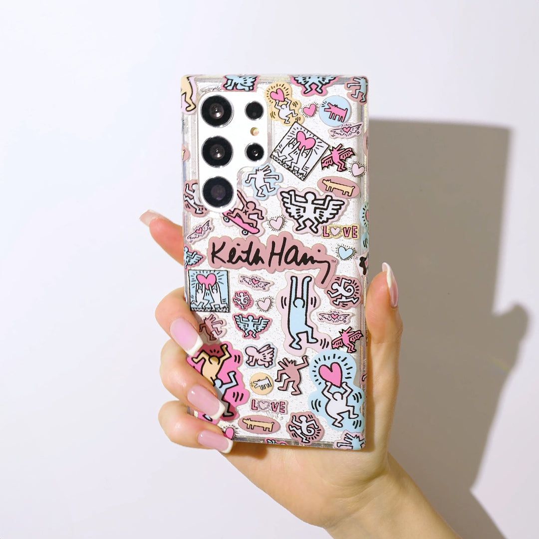 Keith Haring Pastel Glitter Samsung Case