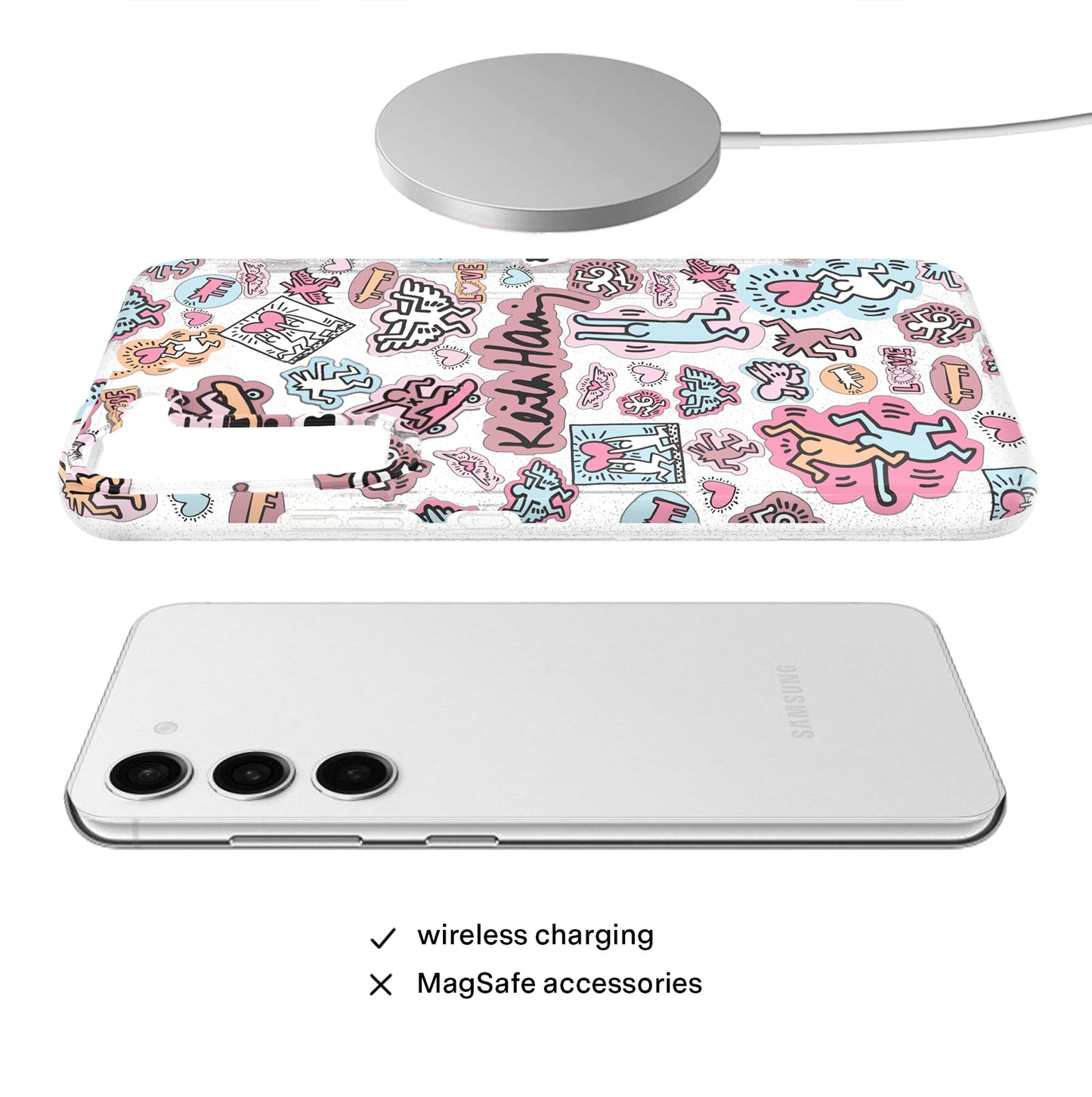 Keith Haring Pastel Glitter Samsung Case