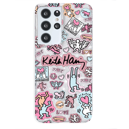 Keith Haring Pastel Glitter Samsung Case