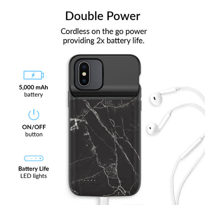 Black Marble iPhone Charging Case