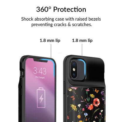 Black Wildflower iPhone Charging Case