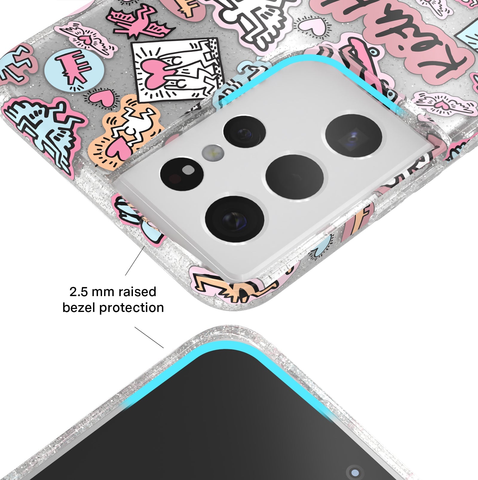 Keith Haring Pastel Glitter Samsung Case