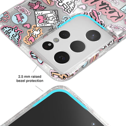 Keith Haring Pastel Glitter Samsung Case