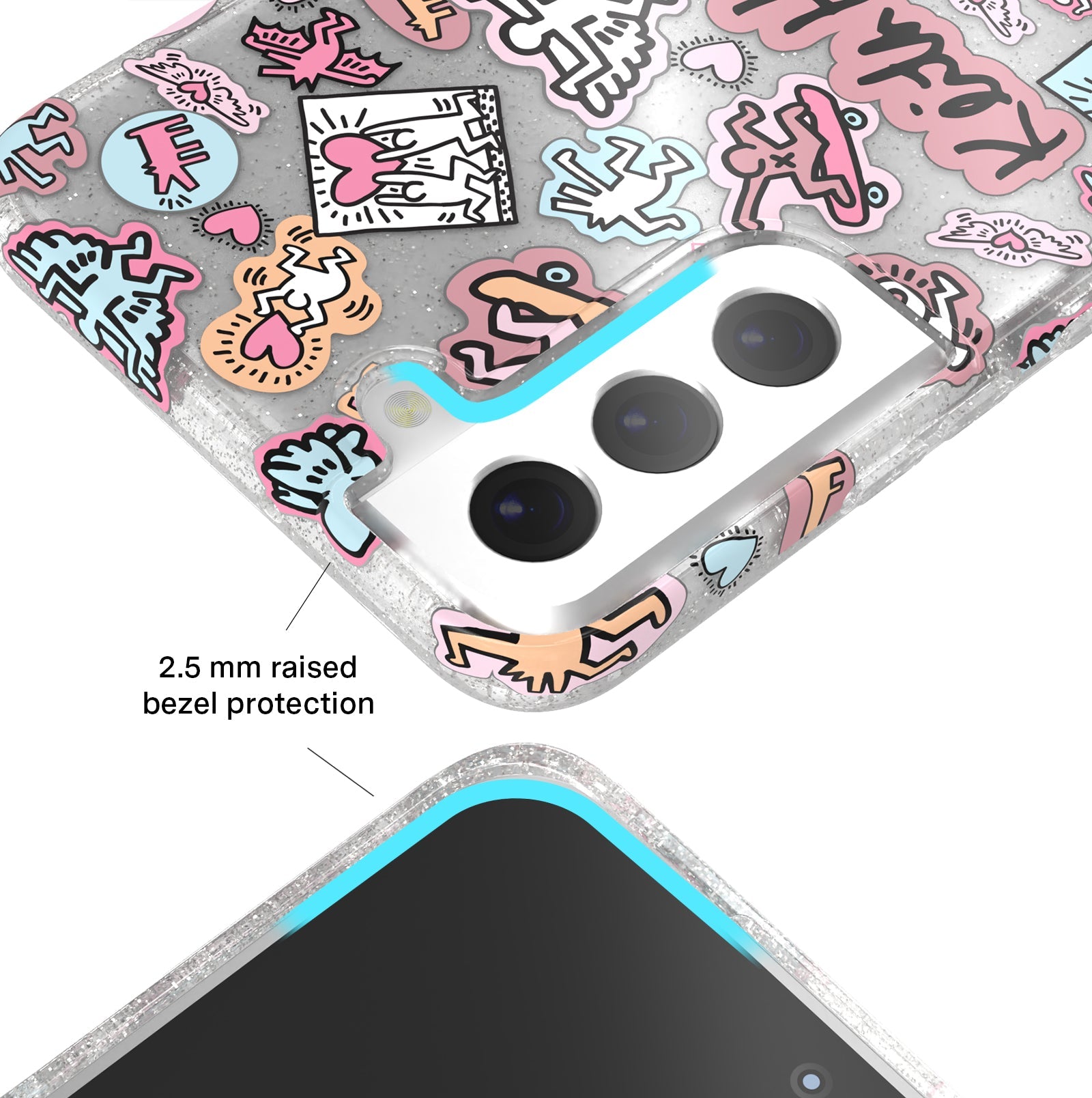 Keith Haring Pastel Glitter Samsung Case