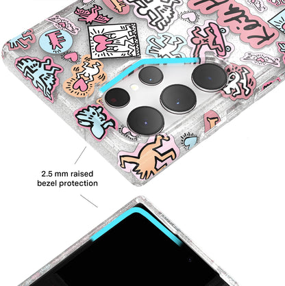 Keith Haring Pastel Glitter Samsung Case