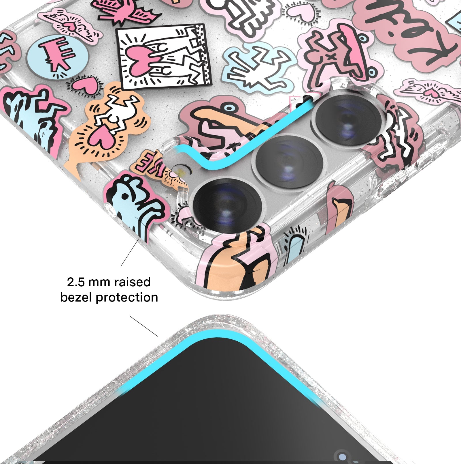 Keith Haring Pastel Glitter Samsung Case