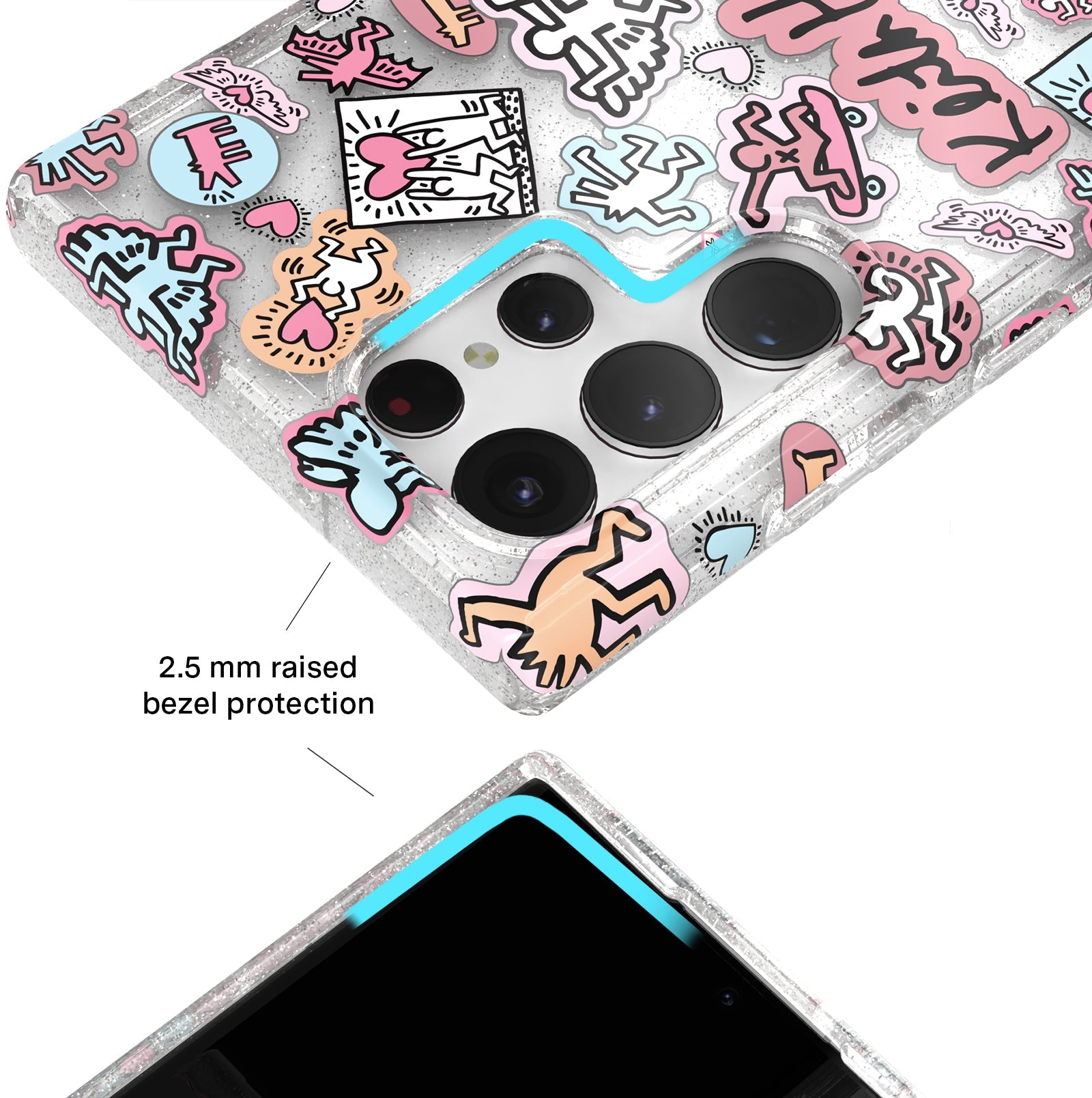 Keith Haring Pastel Glitter Samsung Case