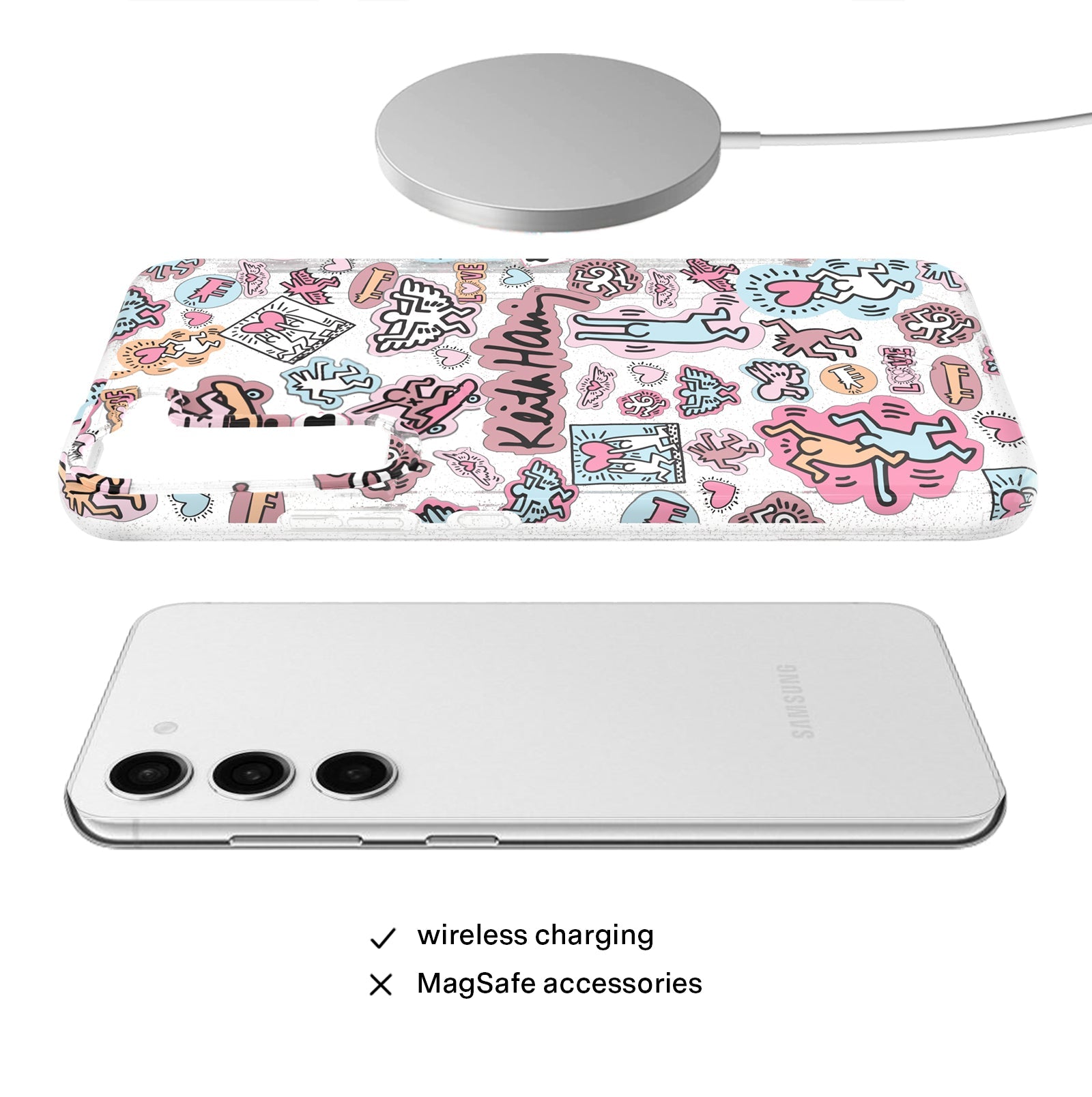 Keith Haring Pastel Glitter Samsung Case