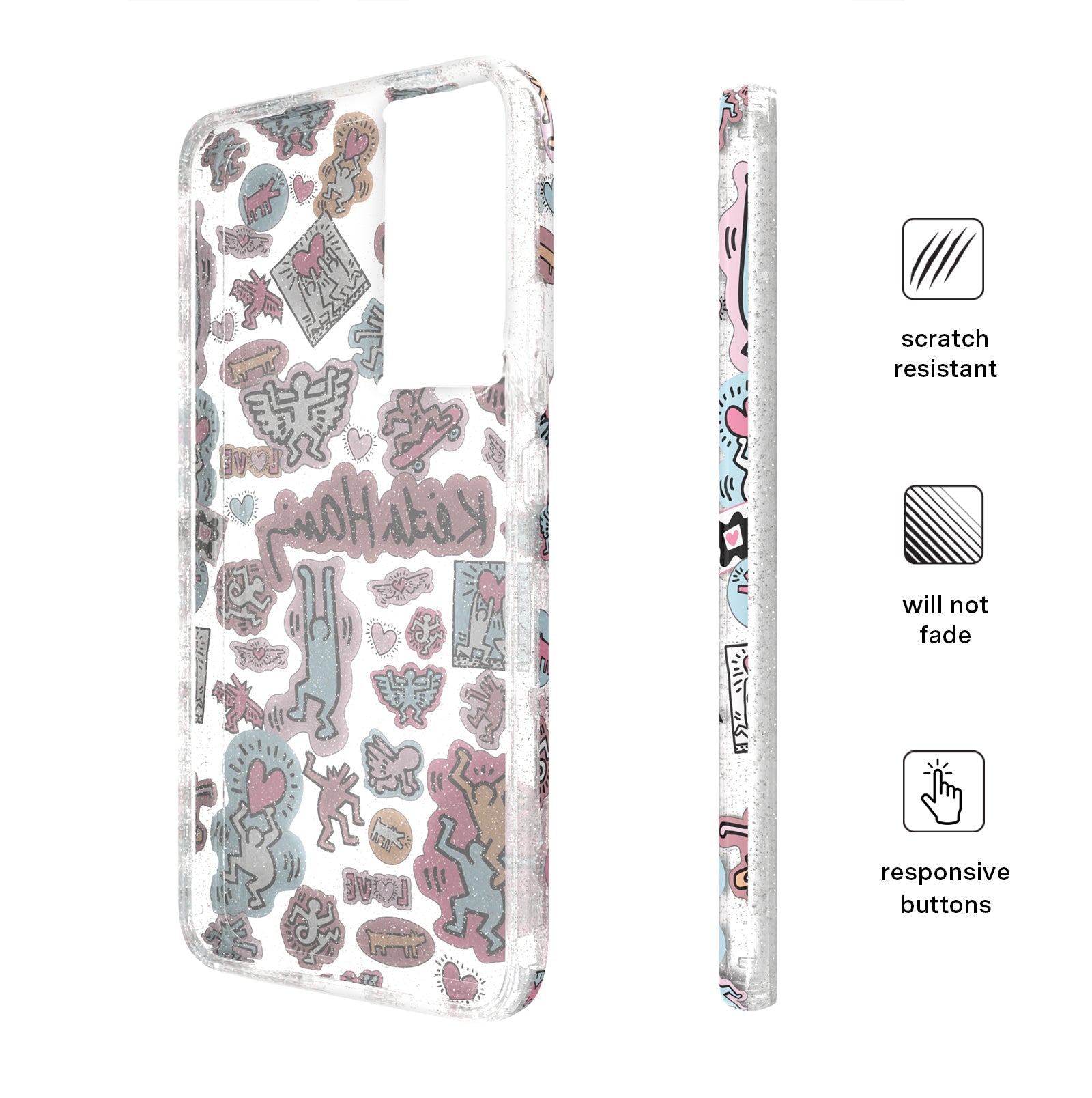 Keith Haring Pastel Glitter Samsung Case