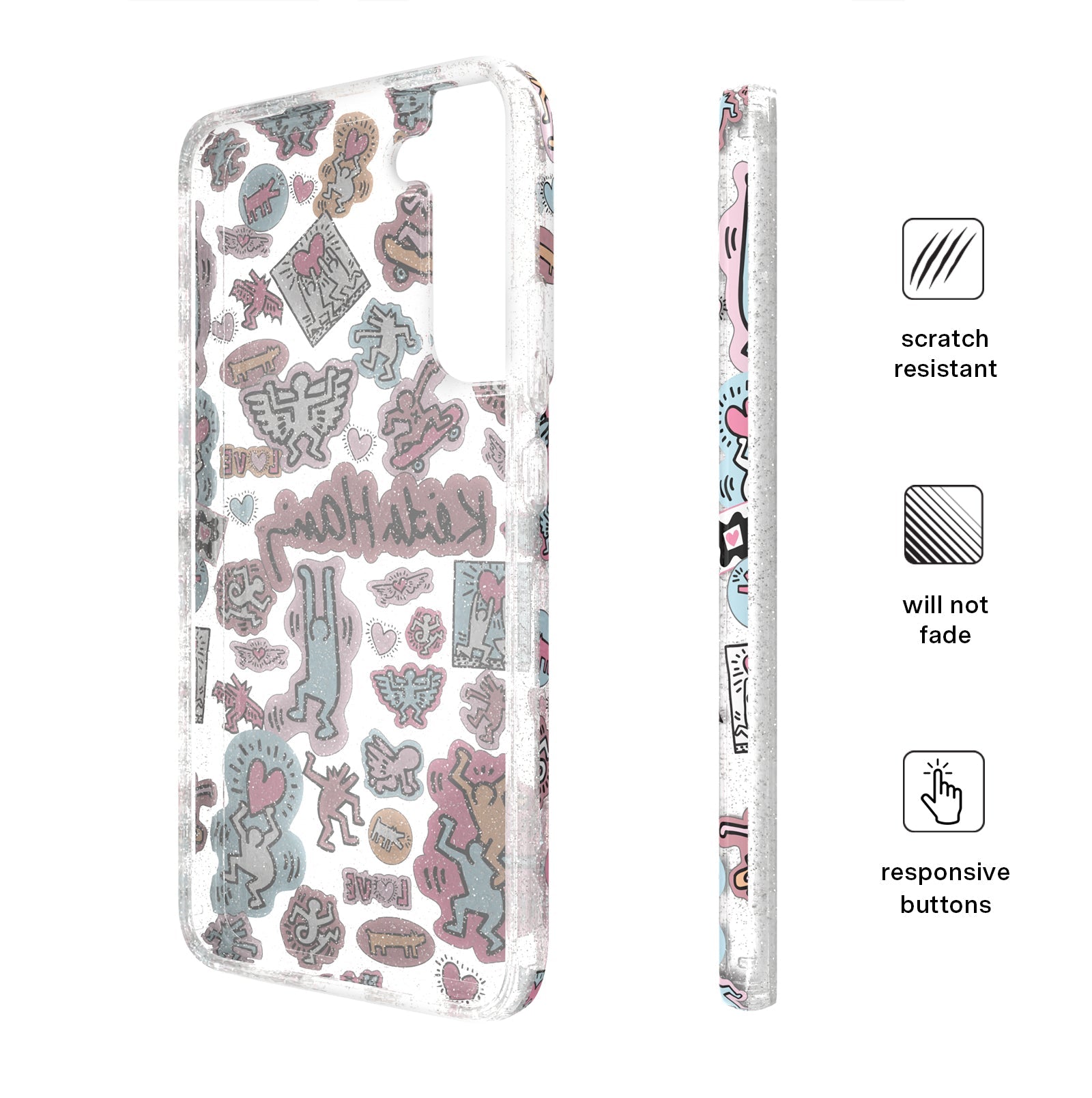 Keith Haring Pastel Glitter Samsung Case