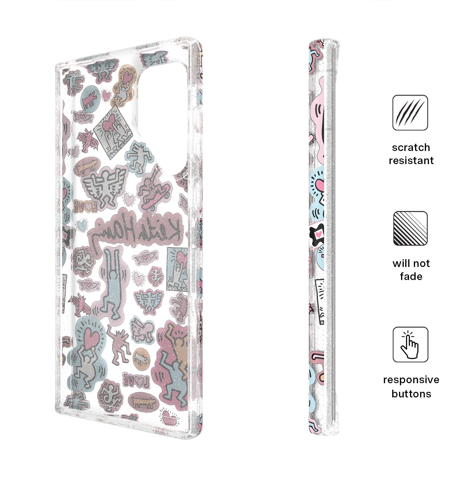 Keith Haring Pastel Glitter Samsung Case
