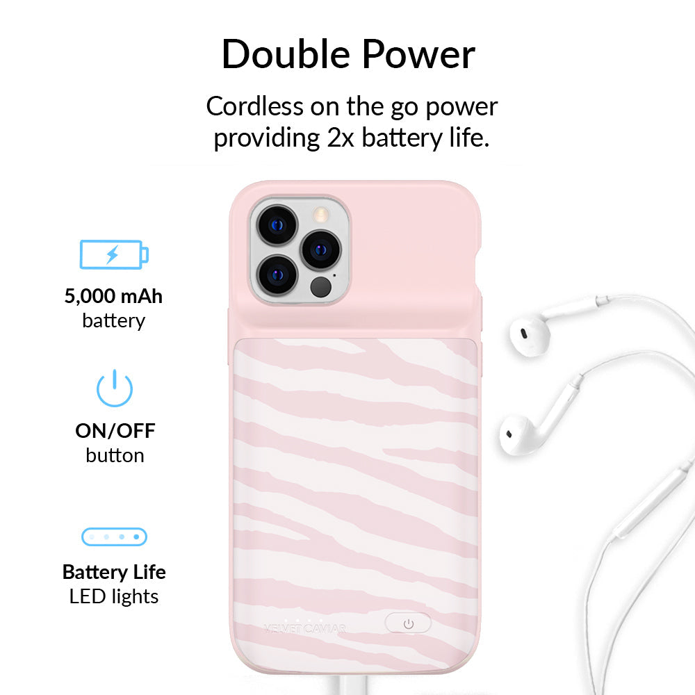 Pink Zebra iPhone Charging Case